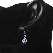 Abalone Rhombus Shape Silver Earrings, e403h